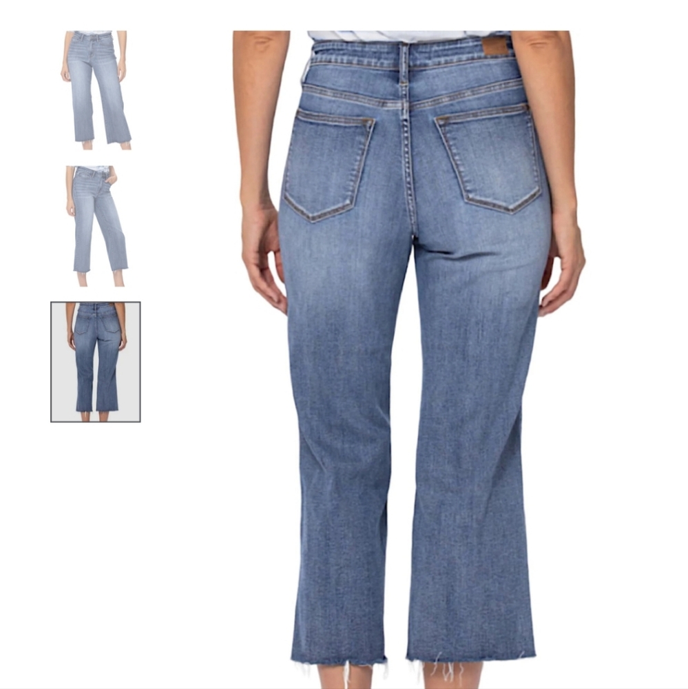 Judy Blue Hi-Waisted Wide Leg cropped Jeans